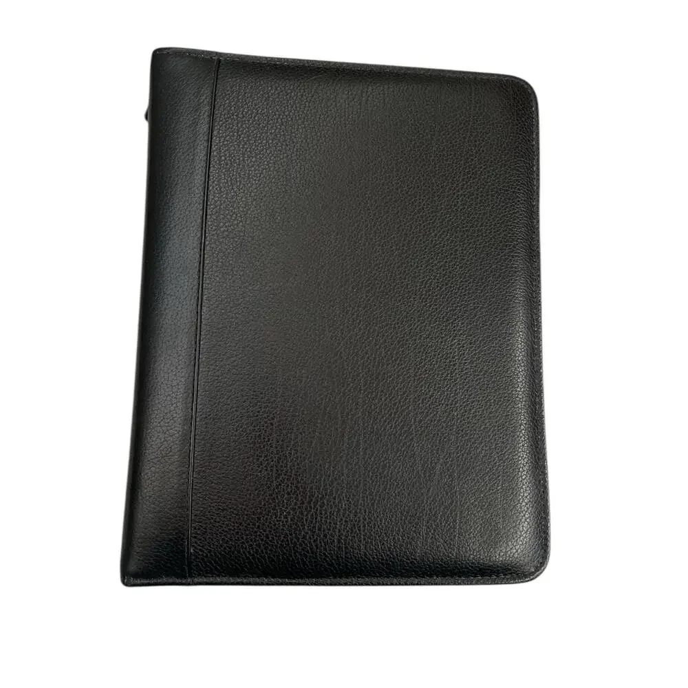Franklin Quest Leather 7 Ring Binder Planner Organizer Agenda Zip Black Inserts